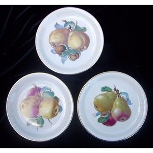 3 Rosenthal Harvest Salad Plates Fruit Pear Thanksgiving Bavaria Selb Plossberg